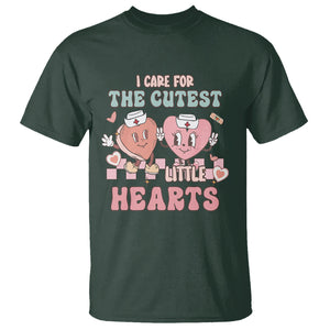 Nurse Valentines Day T Shirt I Care For The Cutest Little Hearts Srcub Life TS02 Dark Forest Green Printyourwear