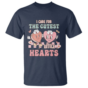 Nurse Valentines Day T Shirt I Care For The Cutest Little Hearts Srcub Life TS02 Navy Printyourwear