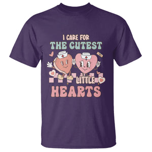 Nurse Valentines Day T Shirt I Care For The Cutest Little Hearts Srcub Life TS02 Purple Printyourwear