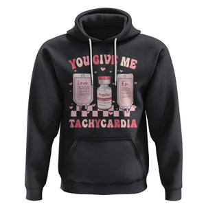 Nurse Valentines Day Hoodie You Give Me Tachycardia ICU Nursing Life Retro TS02 Black Printyourwear