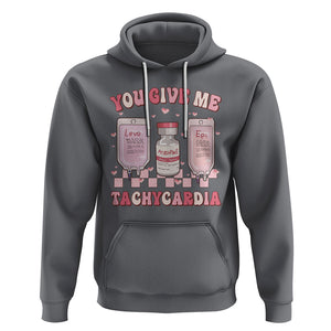 Nurse Valentines Day Hoodie You Give Me Tachycardia ICU Nursing Life Retro TS02 Charcoal Printyourwear