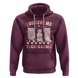 Nurse Valentines Day Hoodie You Give Me Tachycardia ICU Nursing Life Retro TS02 Maroon Printyourwear