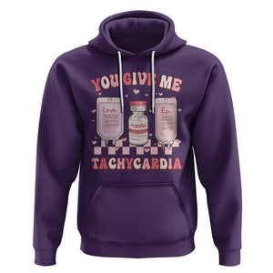 Nurse Valentines Day Hoodie You Give Me Tachycardia ICU Nursing Life Retro TS02 Purple Printyourwear