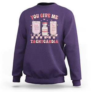 Nurse Valentines Day Sweatshirt You Give Me Tachycardia ICU Nursing Life Retro TS02 Purple Printyourwear