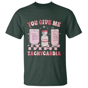 Nurse Valentines Day T Shirt You Give Me Tachycardia ICU Nursing Life Retro TS02 Dark Forest Green Printyourwear