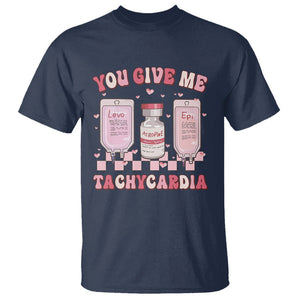 Nurse Valentines Day T Shirt You Give Me Tachycardia ICU Nursing Life Retro TS02 Navy Printyourwear