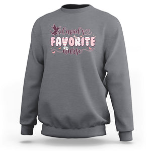 Nurse Valentines Day Sweatshirt Cupid's Favorite Groovy Retro TS02 Charcoal Printyourwear