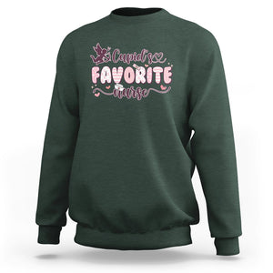 Nurse Valentines Day Sweatshirt Cupid's Favorite Groovy Retro TS02 Dark Forest Green Printyourwear