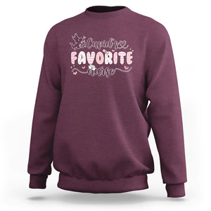 Nurse Valentines Day Sweatshirt Cupid's Favorite Groovy Retro TS02 Maroon Printyourwear