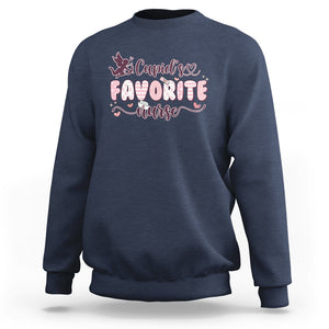 Nurse Valentines Day Sweatshirt Cupid's Favorite Groovy Retro TS02 Navy Printyourwear