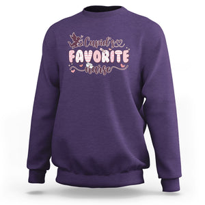 Nurse Valentines Day Sweatshirt Cupid's Favorite Groovy Retro TS02 Purple Printyourwear