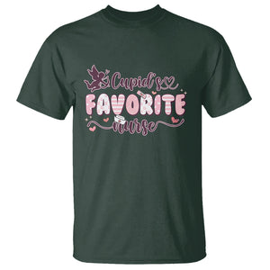 Nurse Valentines Day T Shirt Cupid's Favorite Groovy Retro TS02 Dark Forest Green Printyourwear