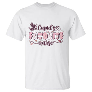 Nurse Valentines Day T Shirt Cupid's Favorite Groovy Retro TS02 White Printyourwear