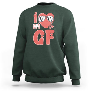 Valentine Matching Couple Sweatshirt I Love My GF Girfriend Red Heart for Husband Boyfriend TS02 Dark Forest Green Printyourwear