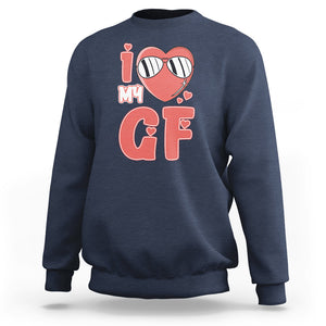 Valentine Matching Couple Sweatshirt I Love My GF Girfriend Red Heart for Husband Boyfriend TS02 Navy Printyourwear