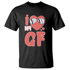 Valentine Matching Couple T Shirt I Love My GF Girfriend Red Heart for Husband Boyfriend TS02 Black Printyourwear