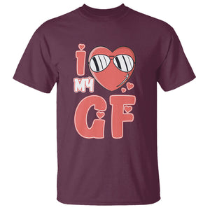 Valentine Matching Couple T Shirt I Love My GF Girfriend Red Heart for Husband Boyfriend TS02 Maroon Printyourwear