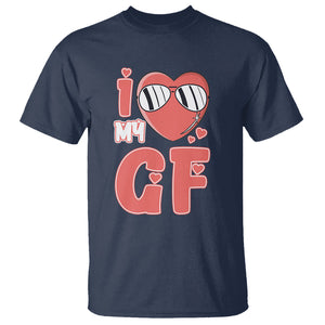 Valentine Matching Couple T Shirt I Love My GF Girfriend Red Heart for Husband Boyfriend TS02 Navy Printyourwear