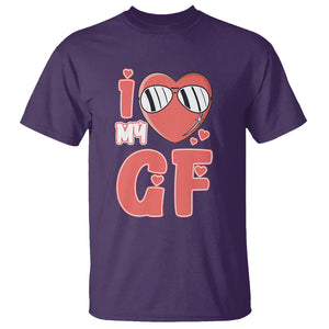 Valentine Matching Couple T Shirt I Love My GF Girfriend Red Heart for Husband Boyfriend TS02 Purple Printyourwear