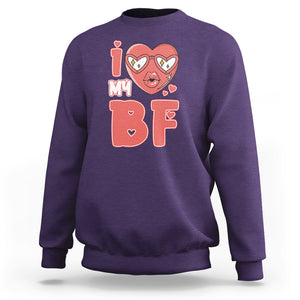 Valentine Matching Couple Sweatshirt I Love My BF Boyfriend Red Heart for Wife Girlfriend TS02 Purple Printyourwear