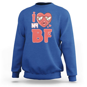 Valentine Matching Couple Sweatshirt I Love My BF Boyfriend Red Heart for Wife Girlfriend TS02 Royal Blue Printyourwear