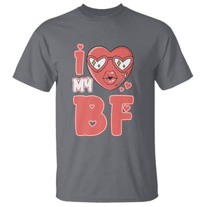 Valentine Matching Couple T Shirt I Love My BF Boyfriend Red Heart for Wife Girlfriend TS02 Charcoal Printyourwear