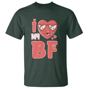 Valentine Matching Couple T Shirt I Love My BF Boyfriend Red Heart for Wife Girlfriend TS02 Dark Forest Green Printyourwear