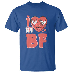 Valentine Matching Couple T Shirt I Love My BF Boyfriend Red Heart for Wife Girlfriend TS02 Royal Blue Printyourwear