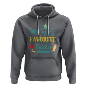 Teacher Valentines Day Hoodie Cupid's Favorite Teacher Groovy Retro Funny Teaching Life TS02 Charcoal Printyourwear