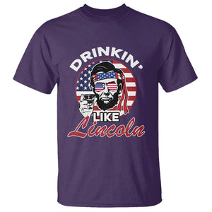 Abraham Lincoln T Shirt Drinking Like Lincoln Abe American Flag TS02 Purple Print Your Wear