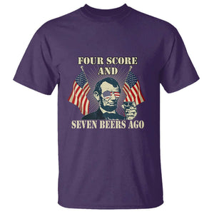 Abraham Lincoln T Shirt Four Score And Seven Beers Ago Funny 4th of July Drinking US Flag TS02 Purple Print Your Wear