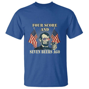 Abraham Lincoln T Shirt Four Score And Seven Beers Ago Funny 4th of July Drinking US Flag TS02 Royal Blue Print Your Wear