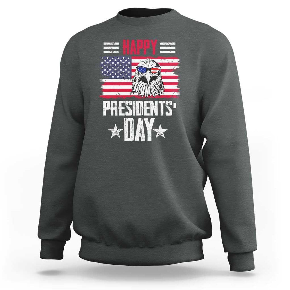 Happy Presidents' Day Sweatshirt Patriotic American Eagle US Flag Pride TS02 Dark Heather Print Your Wear