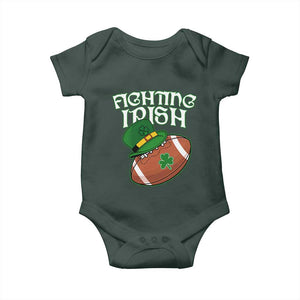 Fighting Irish Baby Onesie Football Shamrock St Patricks Spirit Classic Vintage TS02 Dark Forest Green Print Your Wear