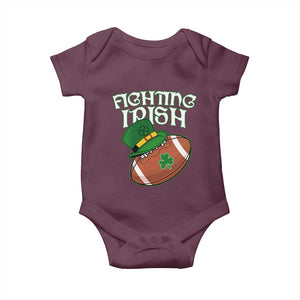 Fighting Irish Baby Onesie Football Shamrock St Patricks Spirit Classic Vintage TS02 Maroon Print Your Wear