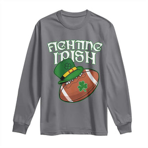 Fighting Irish Long Sleeve Shirt Football Shamrock St Patricks Spirit Classic Vintage TS02 Charcoal Print Your Wear