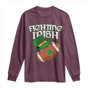 Fighting Irish Long Sleeve Shirt Football Shamrock St Patricks Spirit Classic Vintage TS02 Maroon Print Your Wear