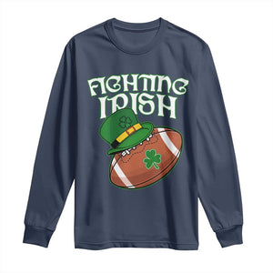 Fighting Irish Long Sleeve Shirt Football Shamrock St Patricks Spirit Classic Vintage TS02 Navy Print Your Wear