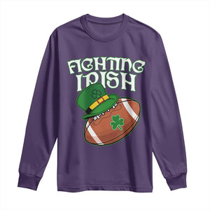 Fighting Irish Long Sleeve Shirt Football Shamrock St Patricks Spirit Classic Vintage TS02 Purple Print Your Wear