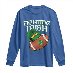 Fighting Irish Long Sleeve Shirt Football Shamrock St Patricks Spirit Classic Vintage TS02 Royal Blue Print Your Wear