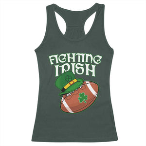 Fighting Irish Racerback Tank Top Football Shamrock St Patricks Spirit Classic Vintage TS02 Dark Forest Green Print Your Wear