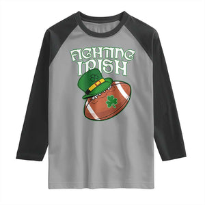 Fighting Irish Raglan Shirt Football Shamrock St Patricks Spirit Classic Vintage TS02 Sport Gray Black Print Your Wear