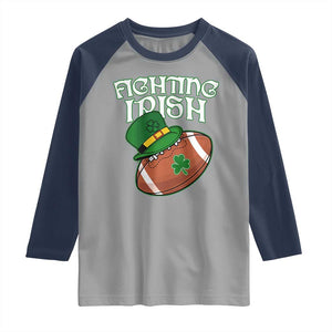 Fighting Irish Raglan Shirt Football Shamrock St Patricks Spirit Classic Vintage TS02 Sport Gray Navy Print Your Wear