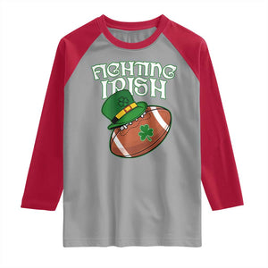 Fighting Irish Raglan Shirt Football Shamrock St Patricks Spirit Classic Vintage TS02 Sport Gray Red Print Your Wear