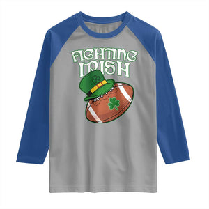 Fighting Irish Raglan Shirt Football Shamrock St Patricks Spirit Classic Vintage TS02 Sport Gray Royal Print Your Wear