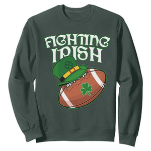 Fighting Irish Sweatshirt Football Shamrock St Patricks Spirit Classic Vintage TS02 Dark Forest Green Print Your Wear