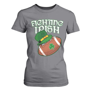 Fighting Irish T Shirt For Women Football Shamrock St Patricks Spirit Classic Vintage TS02 Charcoal Print Your Wear