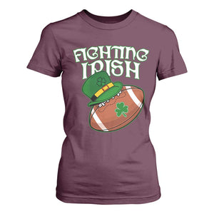 Fighting Irish T Shirt For Women Football Shamrock St Patricks Spirit Classic Vintage TS02 Maroon Print Your Wear