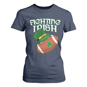 Fighting Irish T Shirt For Women Football Shamrock St Patricks Spirit Classic Vintage TS02 Navy Print Your Wear