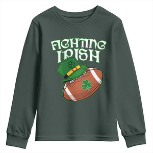 Fighting Irish Youth Sweatshirt Football Shamrock St Patricks Spirit Classic Vintage TS02 Dark Forest Green Print Your Wear